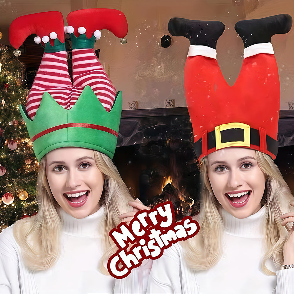 The Swaying Hat, Christmas Santa & Elf Clown Pants Hat, Funny Electric Wiggle Plush Hat, Xmas Party Novelty Costume Headwear, Holiday Photo Booth Prank Prop