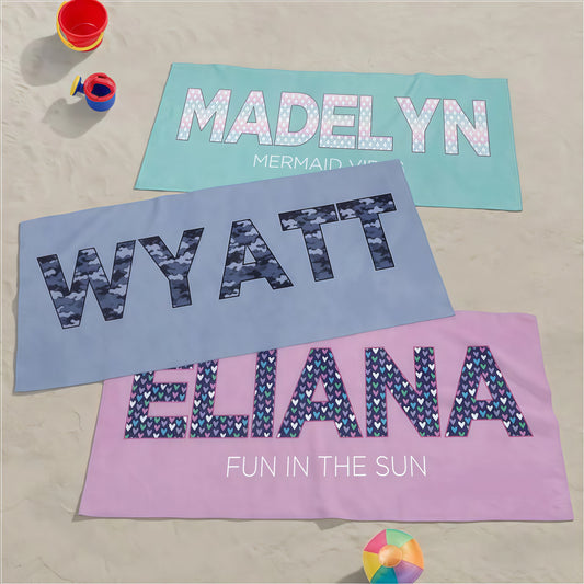 Pop Pattern Personalized 30x60 Beach Towel