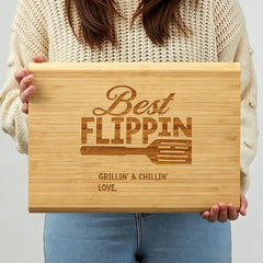 Best Flippin Dad Personalized Bamboo Cutting Board