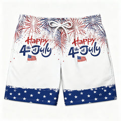 Happy 4th of July Vintage Red Truck Firework Swim Shorts