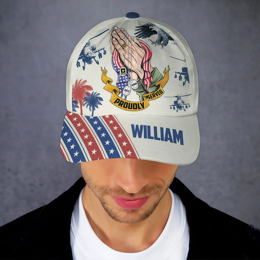 Personalized Veteran "Proudly Served" Name & Rank Baseball Cap