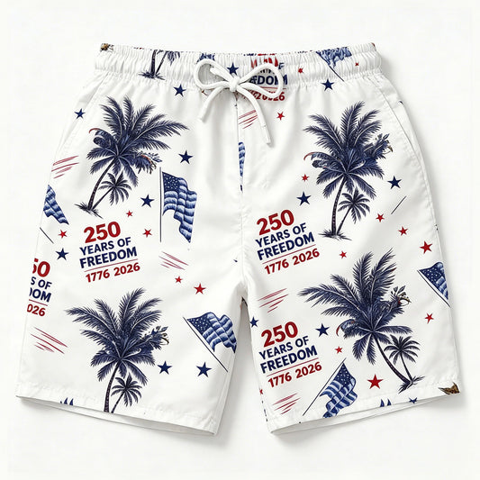 USA 250 Years of Freedom Tropical Palm Tree Swim Trunks