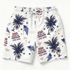 USA 250 Years of Freedom Tropical Palm Tree Swim Trunks
