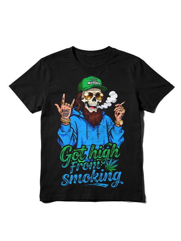 Vintage Rocker Skull Got high from smoking Graphic T-Shirt