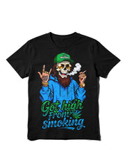 Vintage Rocker Skull Got high from smoking Graphic T-Shirt