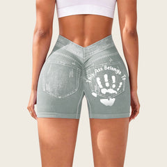 Jeans-like seamless fitness cycling shorts, personalized with your name, suitable for both gym and casual occasions