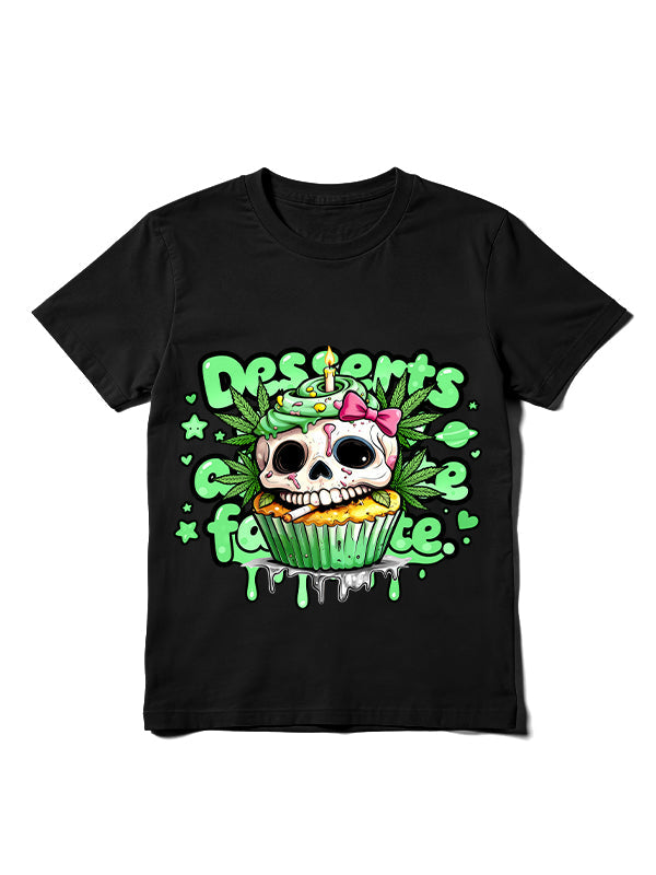 Vintage Sugar Skull Cupcake Graphic T-Shirt