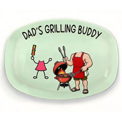 Custom Photo Platter - Personalized Father's Day Birthday Gifts For Dad, Grandpa - BBQ Bonding Time