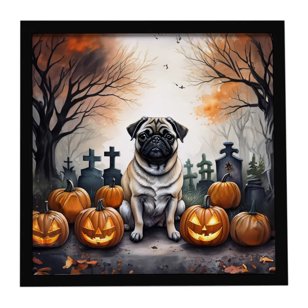 fawn pug halloween artwork on an 8 x 8 inch framed aluminum print - product photo 8 of 8