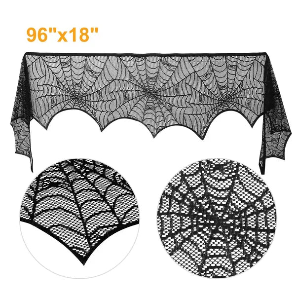 2 pack black lace spider web mantle scarf - product photo 4 of 6