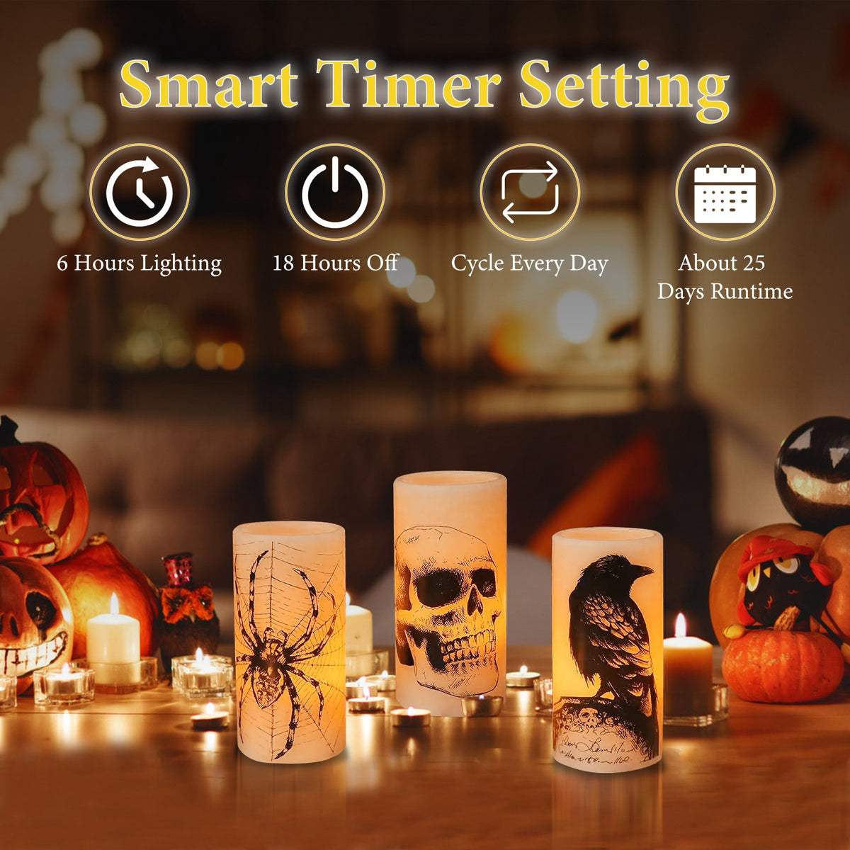 three flameless paraffin candle lamps with a timer - product photo 7 of 12