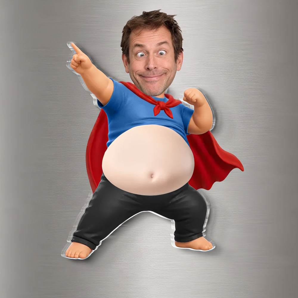 Custom Photo Dad Bod Belly Squishy Acrylic Fridge Magnet – Personalized Father's Day Funny Gifts For Dad, Grandpa – Official Belly Appreciation Club