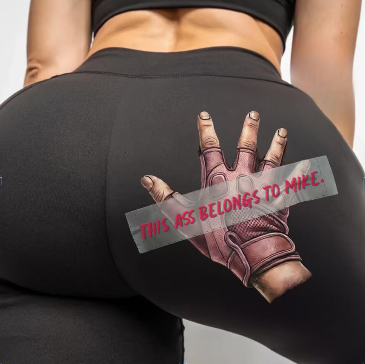 Custom Name Pink Leggings – Personalized Leggings with Hand & Tape Graphic for Women, High Waist Yoga Pants