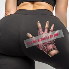 Custom Name Pink Leggings – Personalized Leggings with Hand & Tape Graphic for Women, High Waist Yoga Pants