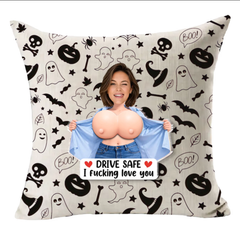 Halloween Spooky Couple Prank Throw Pillow, Soft Plush Funny Matching Cushion, Seasonal Home Sofa Bedroom Decor, Novelty Halloween Gift for Boyfriend Girlfriend Couples