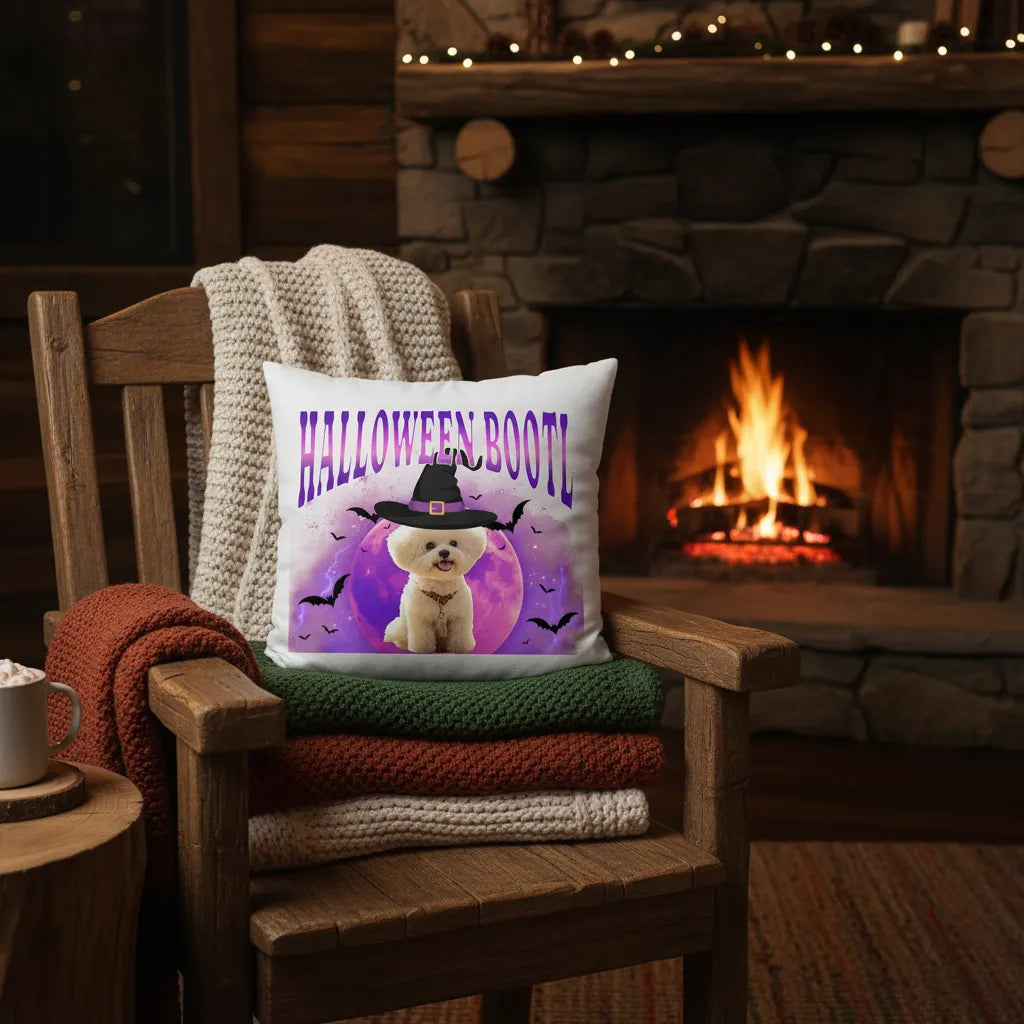 Halloween Bootleg Pet Portrait Pillow