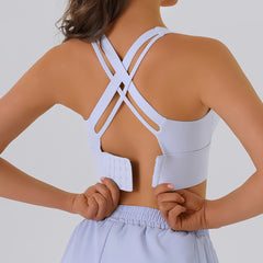 Front Zipper High Support Sports Bra - Racerback Longline Workout Crop Top
