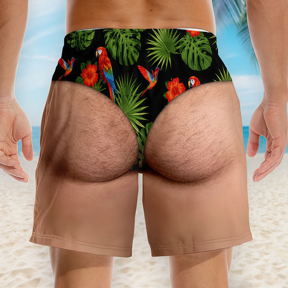 Custom Funny Men Swim Trunks - Personalized Summer Vacation And Travel Gifts For Men - Looking Good Naturally