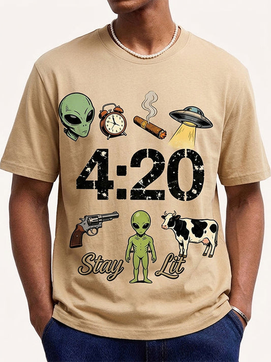 Western Style Short Sleeve with Big Smoke Print