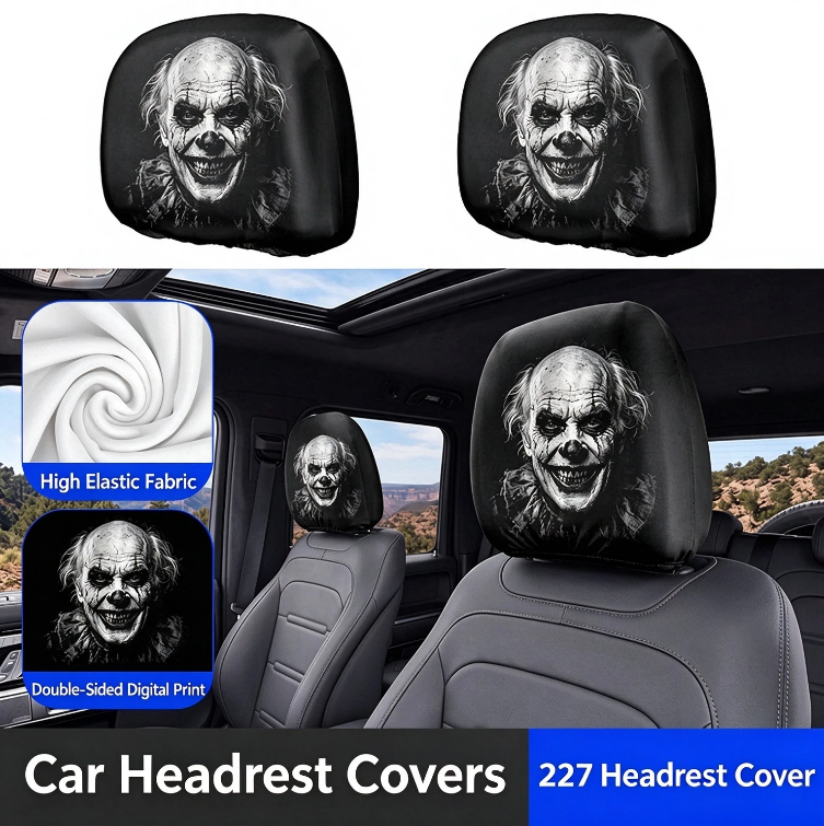 Halloween Grim Reaper Car Headrest Covers Universal Fit Scary Hooded Face