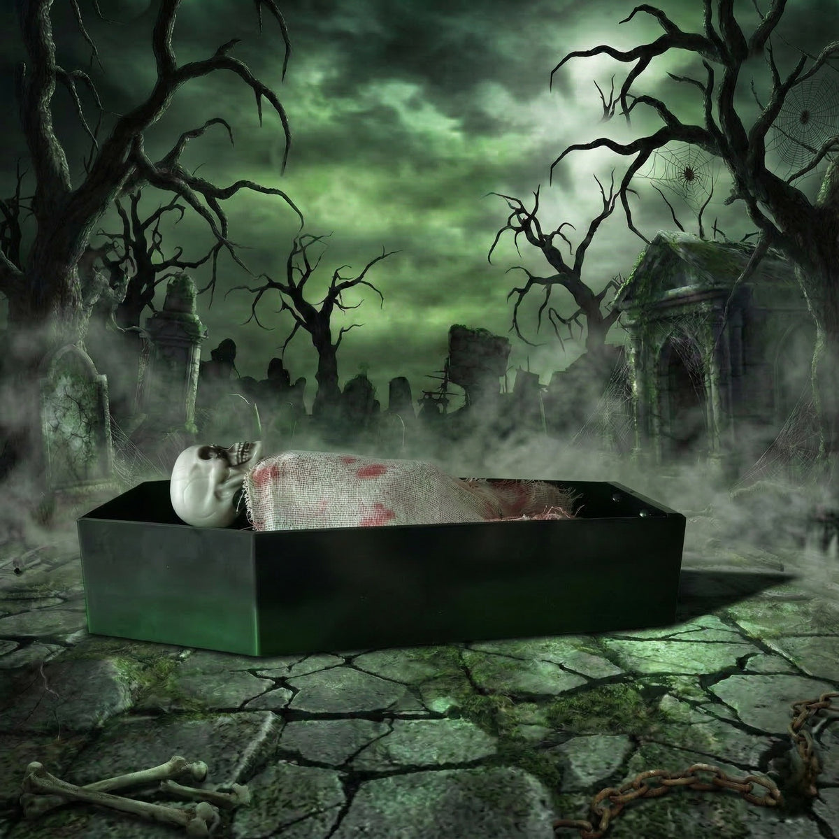 Halloween voice-controlled coffin skeleton motion props