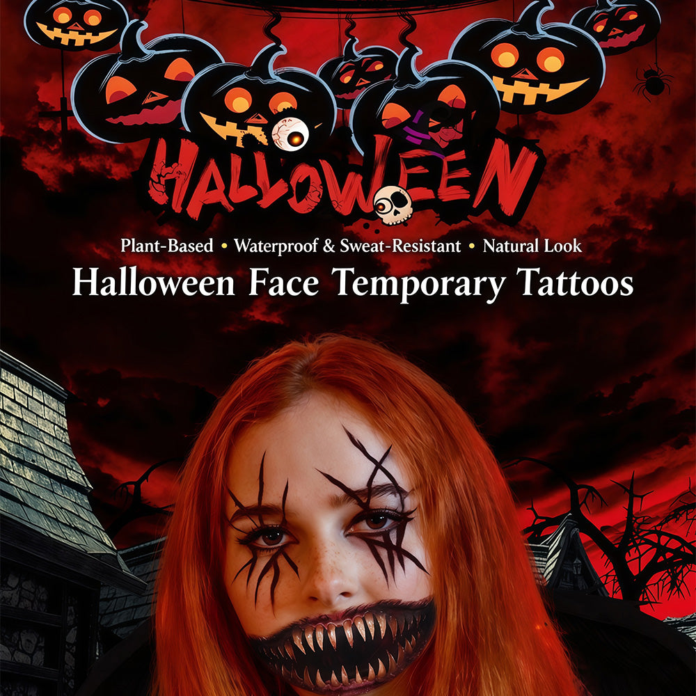 Halloween Tattoo - Terrifying and Thrilling Big Mouth Tattoo Sticker