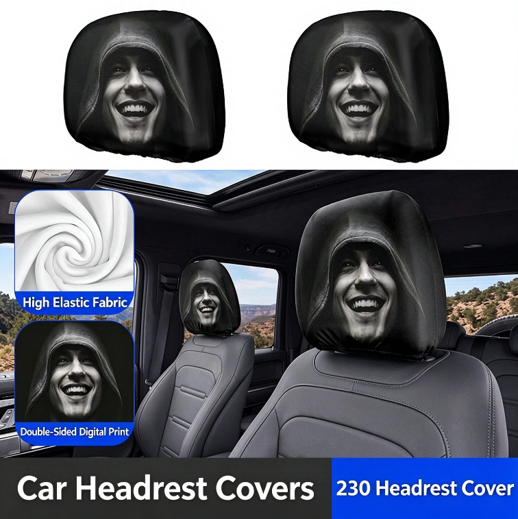 Halloween Grim Reaper Car Headrest Covers Universal Fit Scary Hooded Face