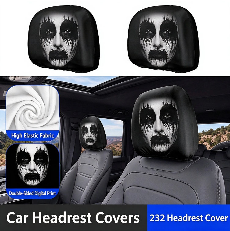 Halloween Grim Reaper Car Headrest Covers Universal Fit Scary Hooded Face