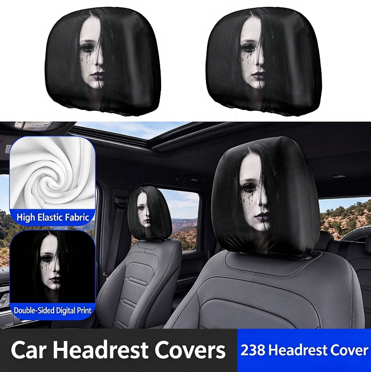 Halloween Grim Reaper Car Headrest Covers Universal Fit Scary Hooded Face