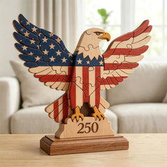 Custom USA 250th Anniversary Engraved Wooden Plaque – Personalized Name Tabletop Sign for Home Decor