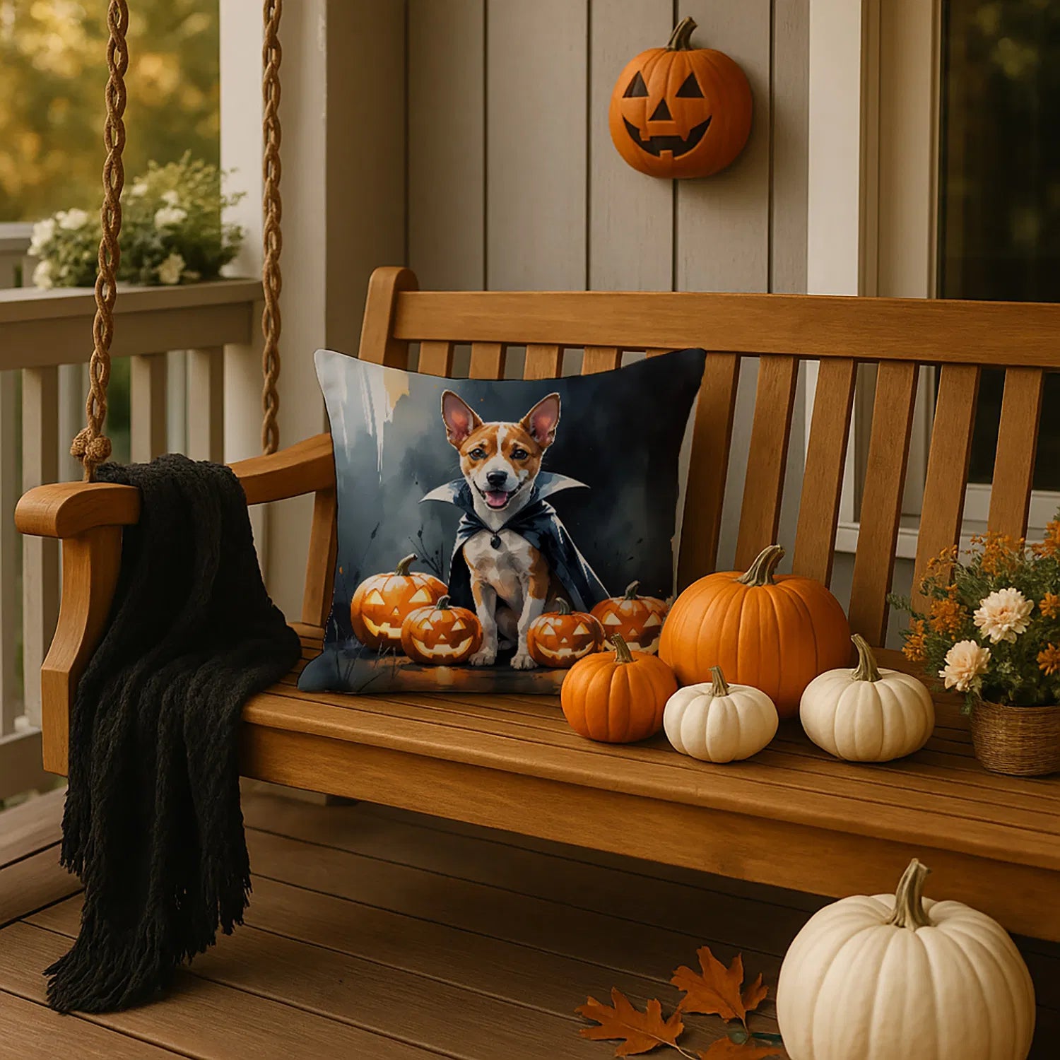 basenji halloween throw pillow with insert - product photo 4 of 8