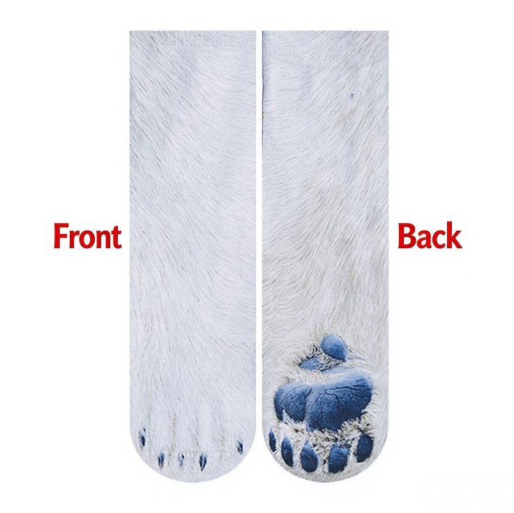 3D Animal Paw Print Socks, Novelty Realistic Animal Feet Crew Socks, Funny Tiger Cat Dog Paw Socks for Halloween Cosplay Party, Prank Gift for Men Women