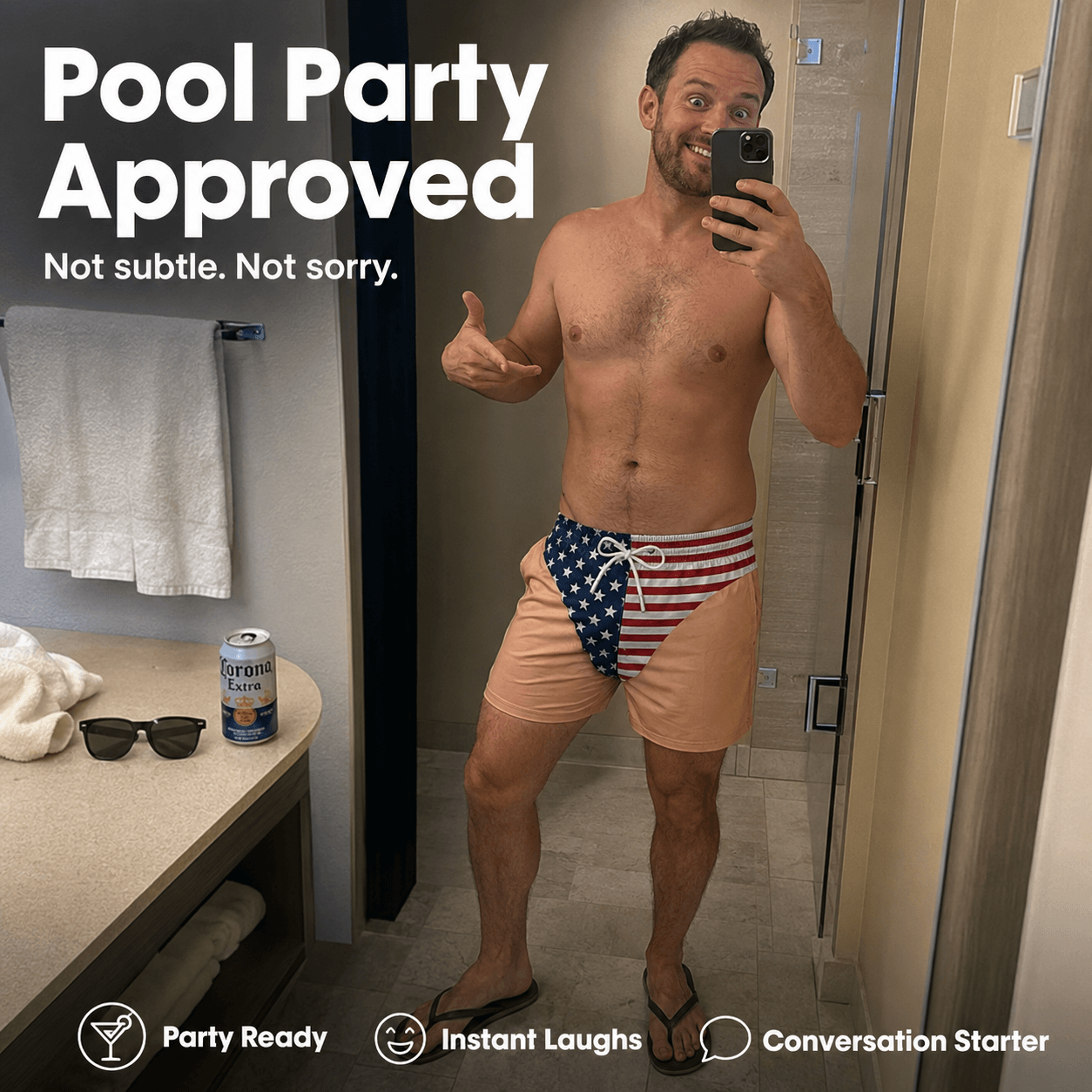 Men’s Patriotic American Flag Swim Briefs – Stars & Stripes Beachwear