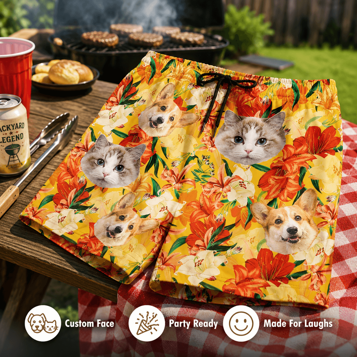 Custom Photo Face Tropical Shorts – Personalized Pet or People Print