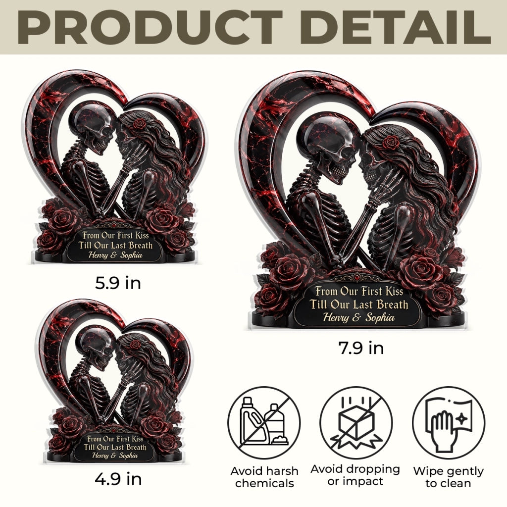 Custom Gothic Skeleton Acrylic Plaque - Personalized Halloween Decor, Anniversary Wedding Gifts For Husband And Wife, Him And Her - Unconditional Dark Love