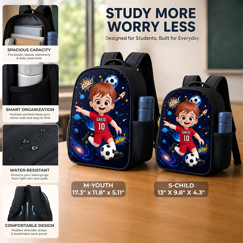 Custom Kids Front Printed Backpack - Personalized Back To School Gifts For Kids - Kick Dream Repeat