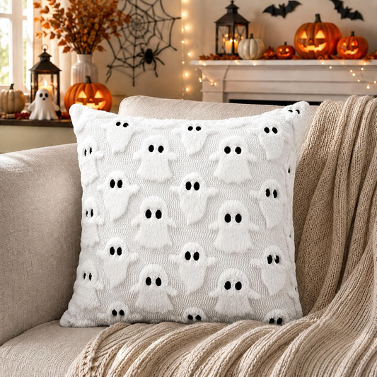 two 18 in ghost throw pillow covers in plush polyester - product photo 2 of 5