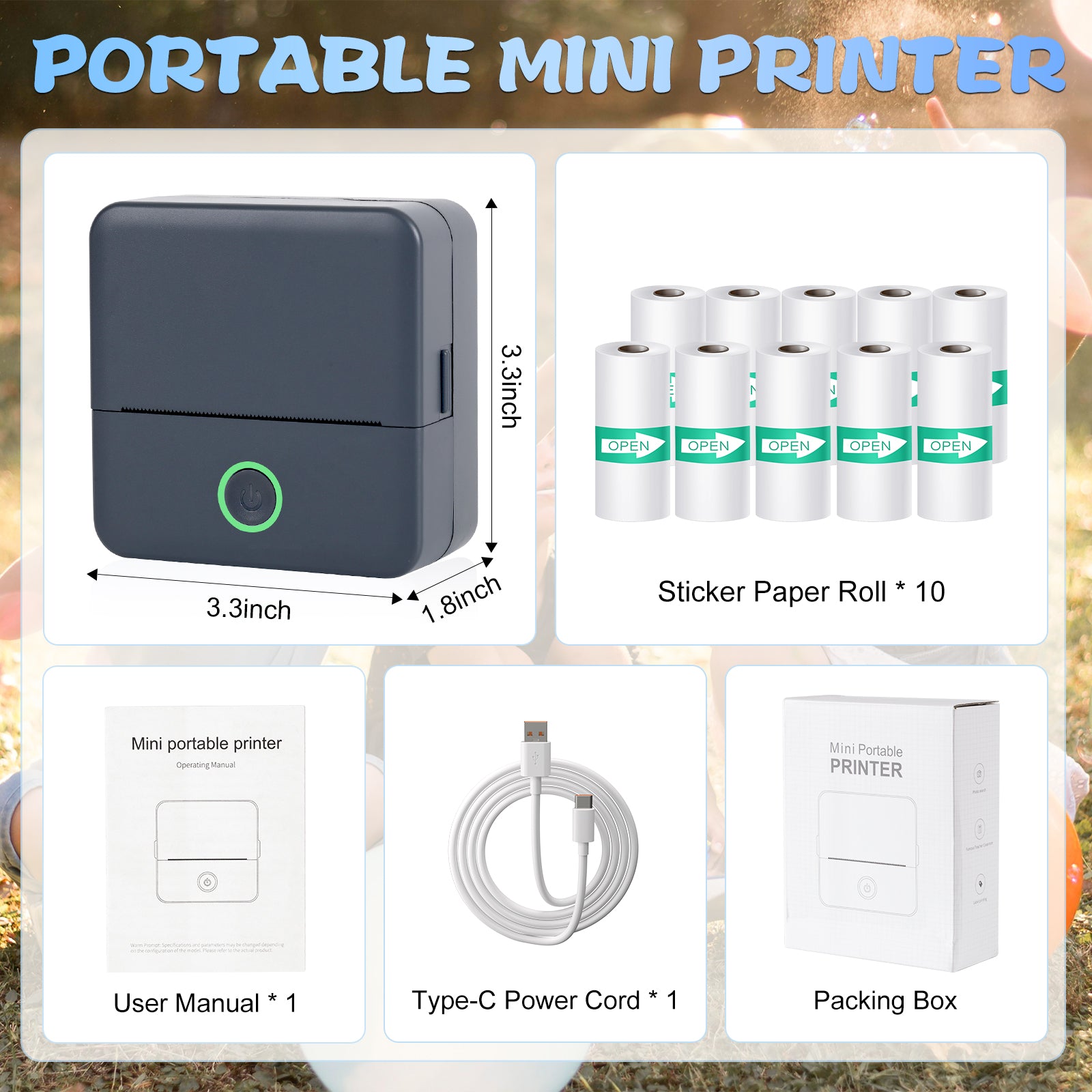 Mini Portable Bluetooth Thermal Printer | Inkless Pocket Sticker & Photo Printer for Notes, Lists & DIY Art