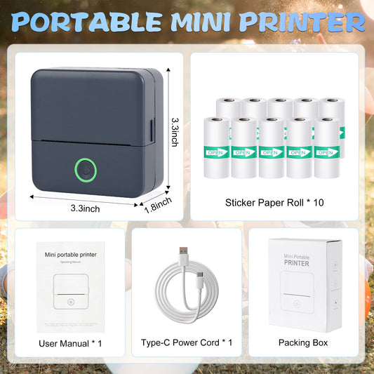 Mini Portable Bluetooth Thermal Printer | Inkless Pocket Sticker & Photo Printer for Notes, Lists & DIY Art