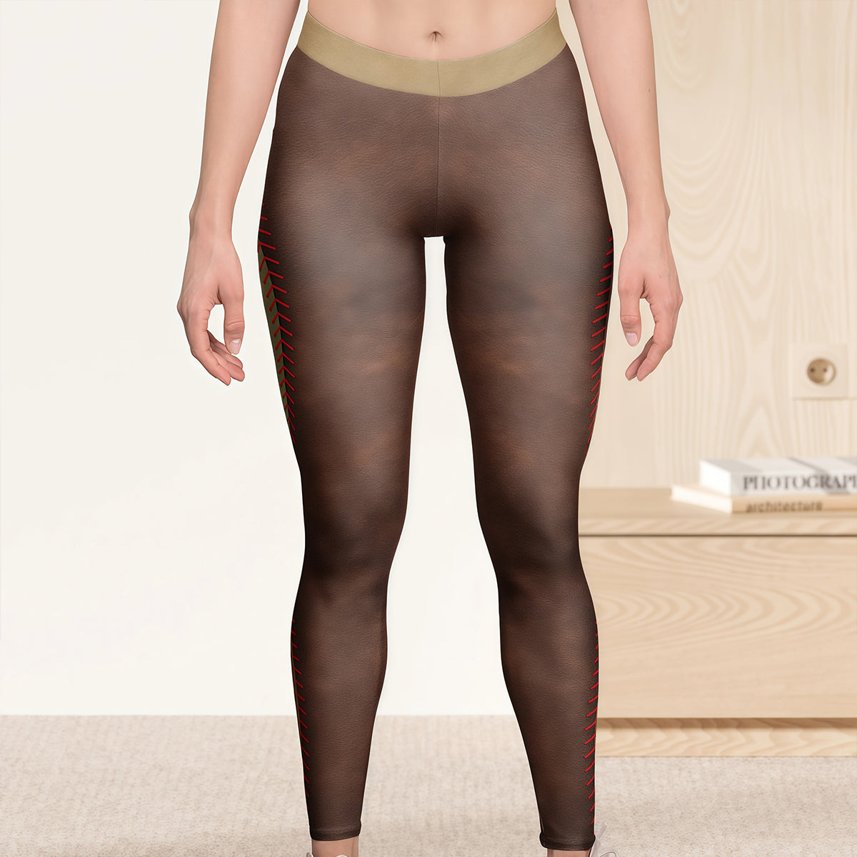 Customized Text Baseball Theme High-Waist Yoga Pants - "Hit That" Fun Graphic Butt-Lift Leggings with Personalized Heart & Stitches Design