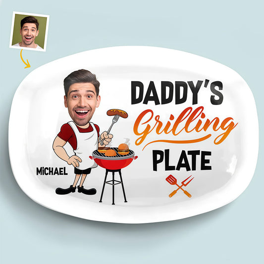 Custom Photo Everything Tastes Better When Daddy Makes It - Family Personalized Custom Platter - Father's Day, Gift For Dad, Grandpa