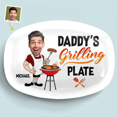 Custom Photo Everything Tastes Better When Daddy Makes It - Family Personalized Custom Platter - Father's Day, Gift For Dad, Grandpa