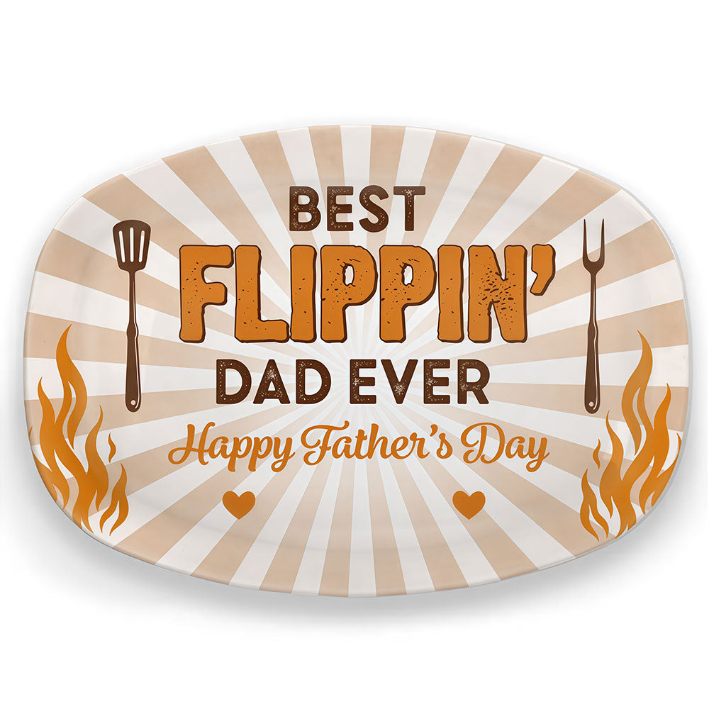 Custom Platter - Personalized Father's Day Birthday Gifts For Dad, Grandpa - Best Flippin' Dad Ever