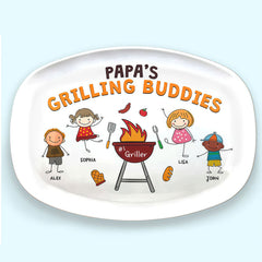 Grilling Buddies - Family Personalized Custom Platter - Father's Day, Birthday Gift For Dad