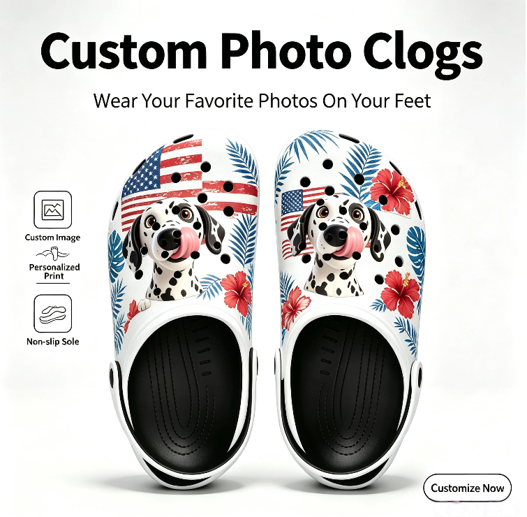 Customizable Hawaiian print slip-on shoes - Personalized photo - A gift for your friend or pet