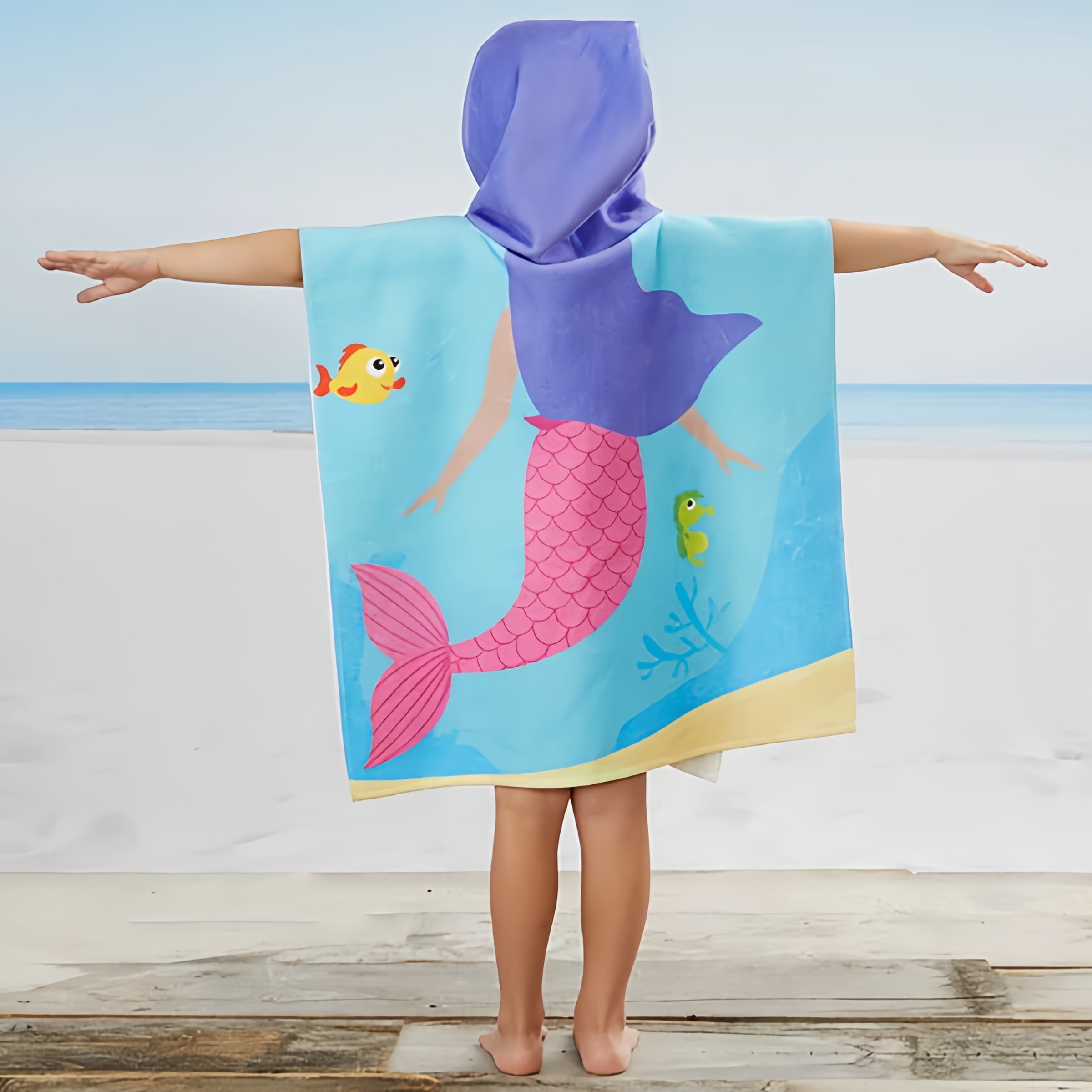 Mermaid Personalized Kids Poncho Beach & Pool Towel