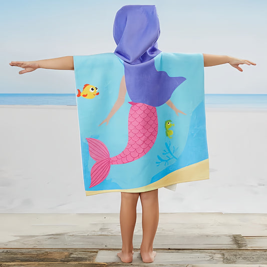 Mermaid Personalized Kids Poncho Beach & Pool Towel