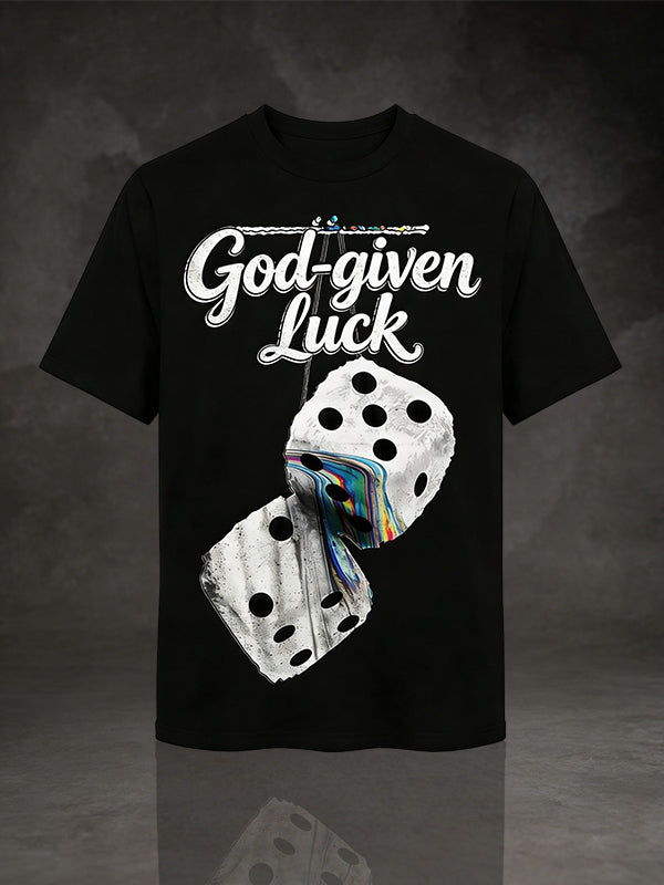 Vintage "God-given Luck" Melting Dice Graphic T-Shirt