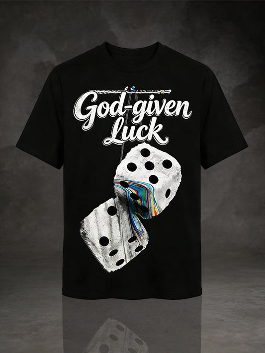 Vintage "God-given Luck" Melting Dice Graphic T-Shirt