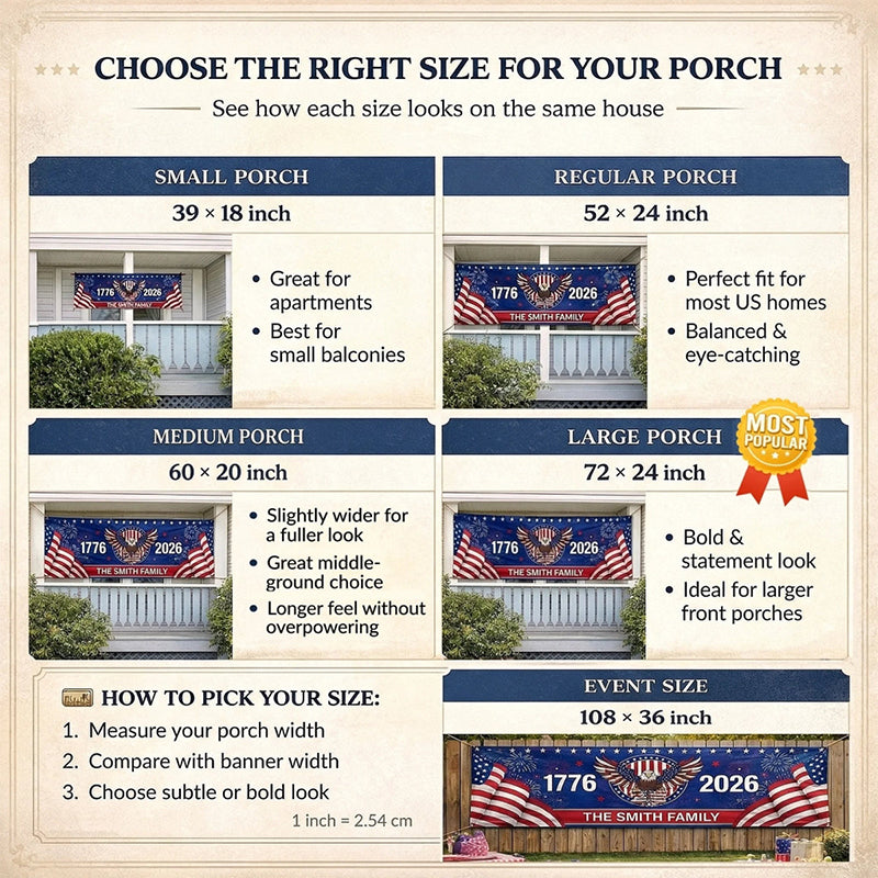 Custom Horizontal Banner - Personalized America 250th Anniversary Gifts For Mom, Dad, Brother, Sister, Kids - Family Together Always